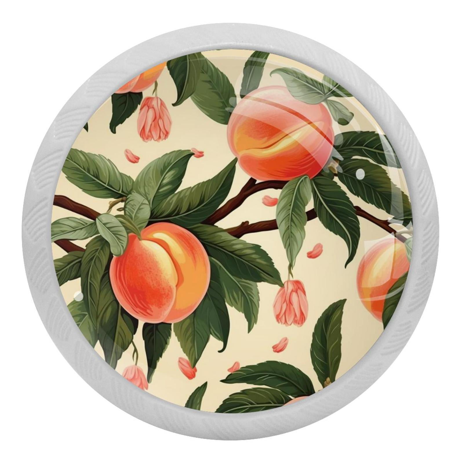 Peach Pattern 4PCS Knobs Pulls Fluorescent Drawer Handle Drawer Dresser Unique