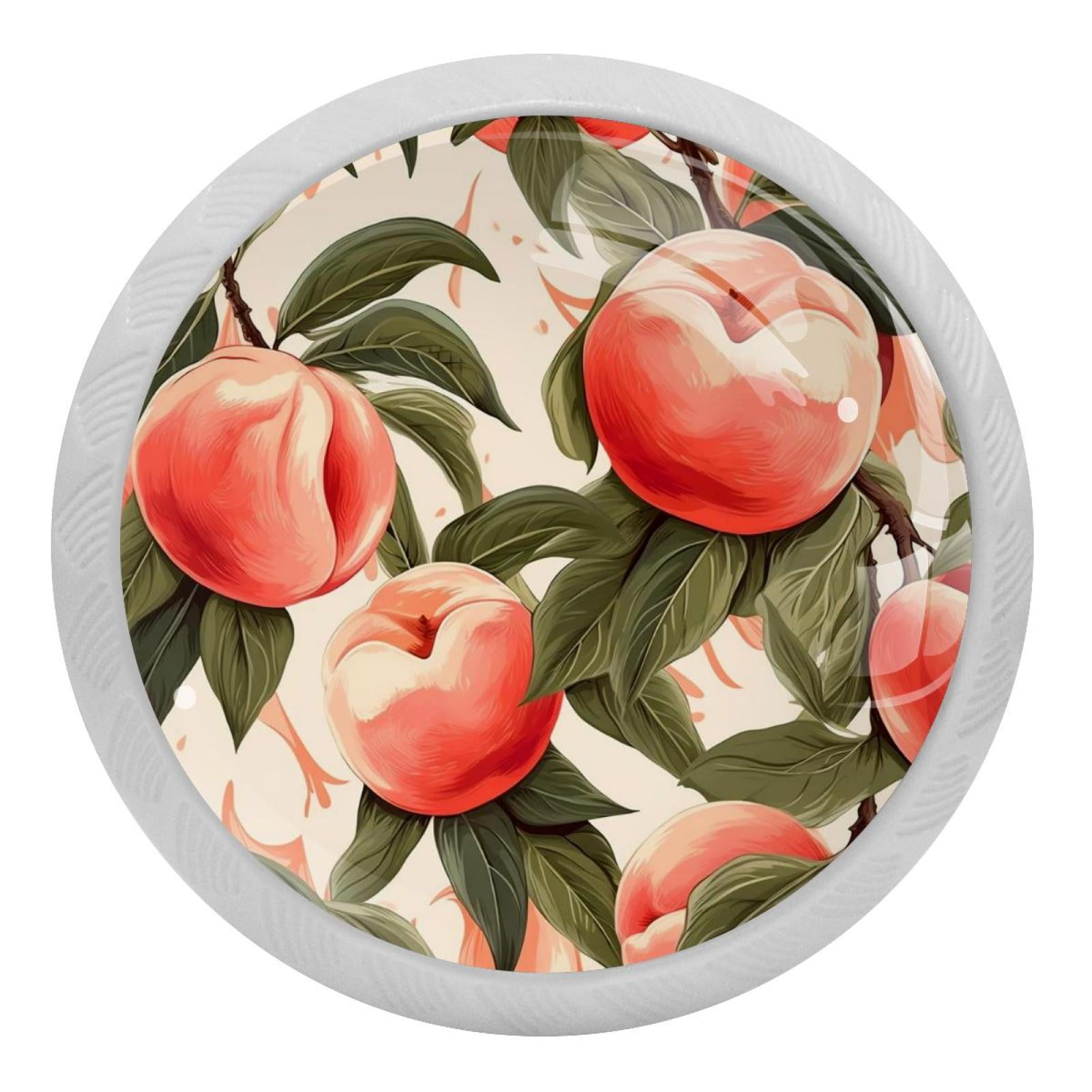 Peach Pattern 4PCS Knobs Pulls Fluorescent Drawer Handle Drawer Dresser Unique