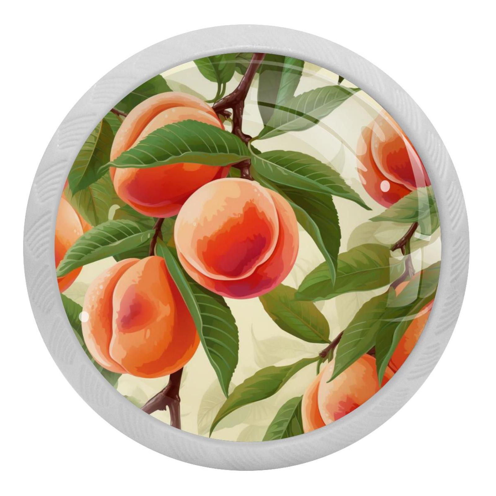 Peach Pattern 4PCS Knobs Pulls Fluorescent Drawer Handle Drawer Dresser Unique