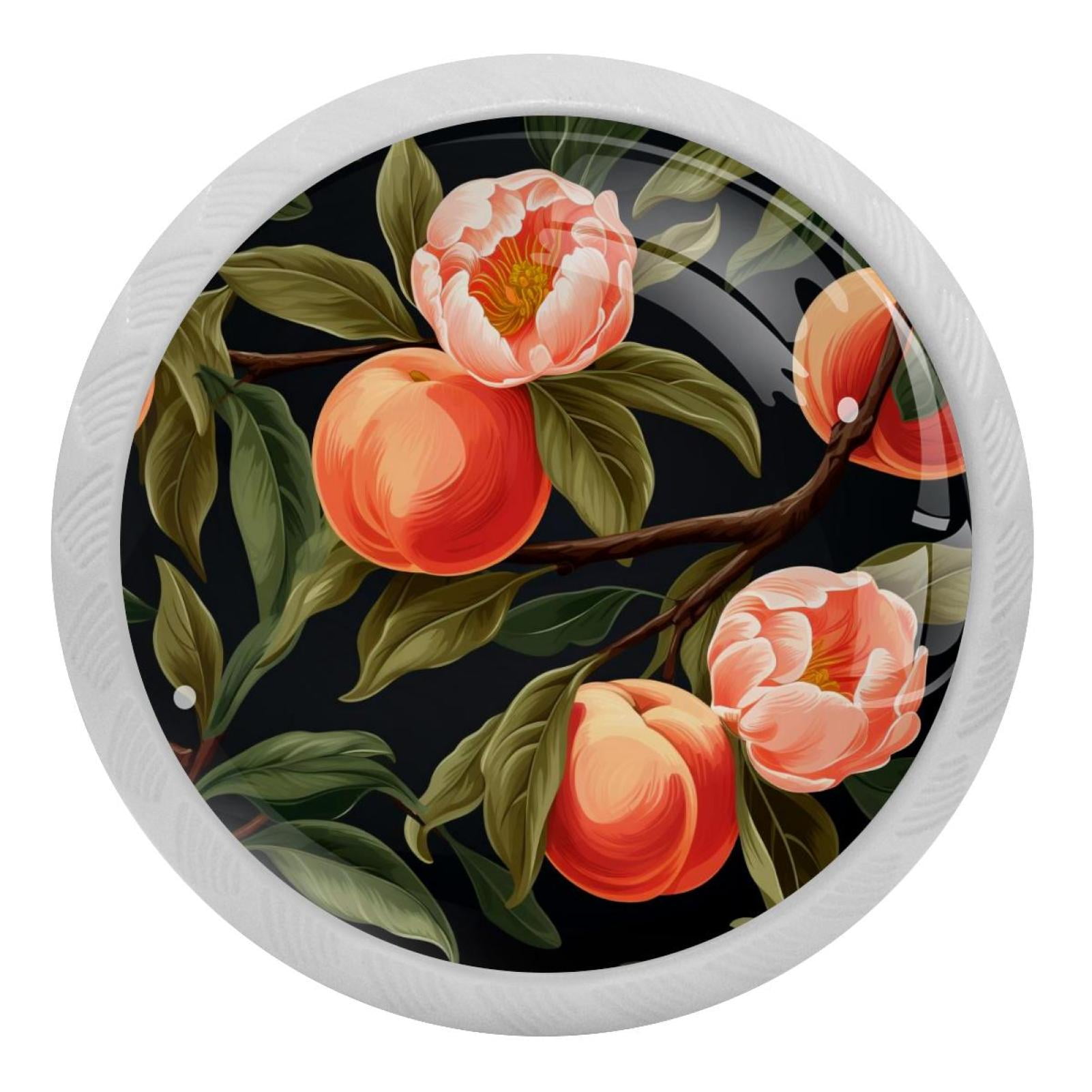 Peach Pattern 4PCS Knobs Pulls Fluorescent Drawer Handle Drawer Dresser Unique