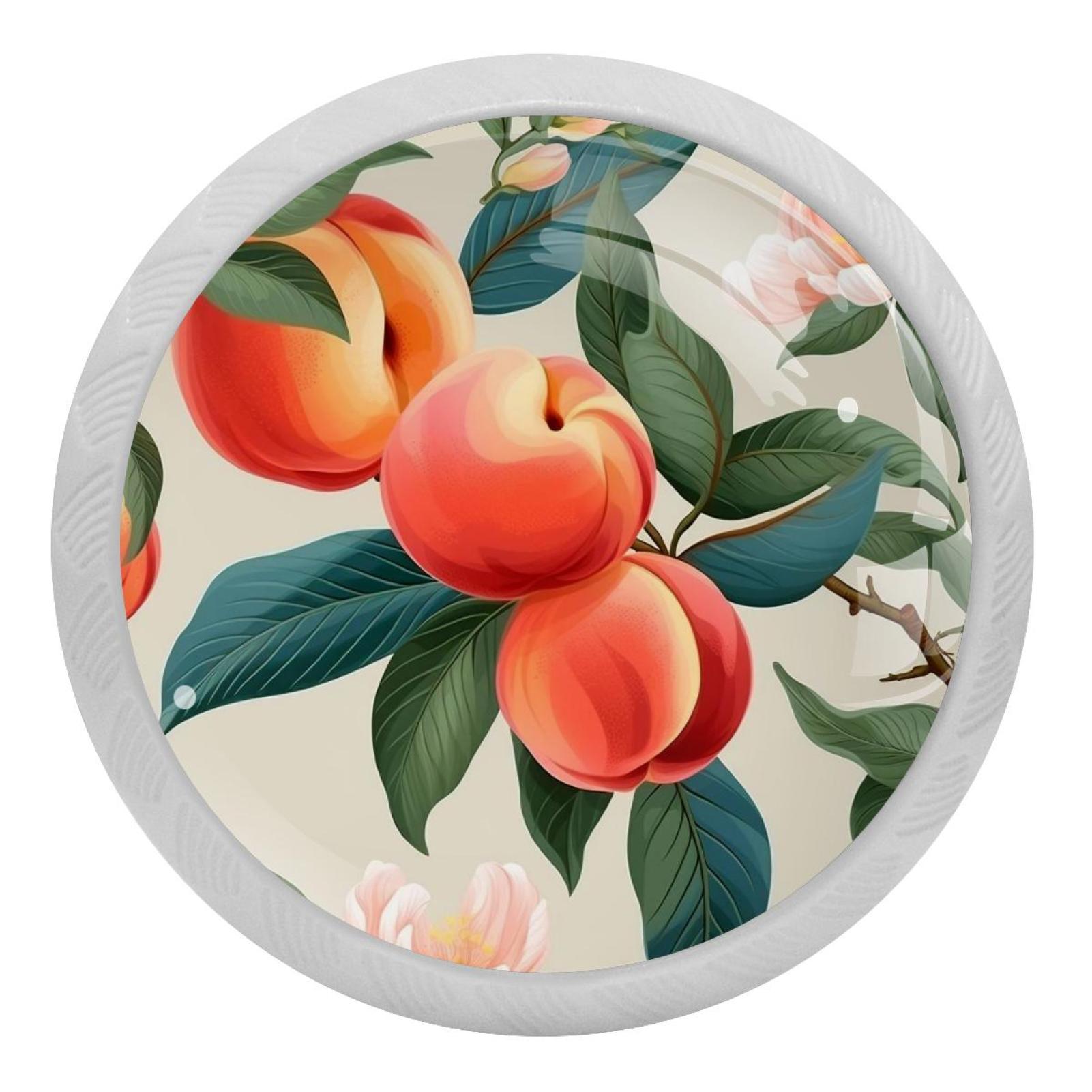 Peach Pattern 4PCS Knobs Pulls Fluorescent Drawer Handle Drawer Dresser Unique