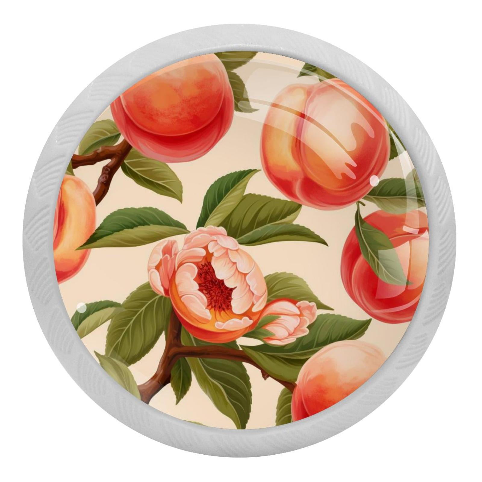 Peach Pattern 4PCS Knobs Pulls Fluorescent Drawer Handle Drawer Dresser Unique