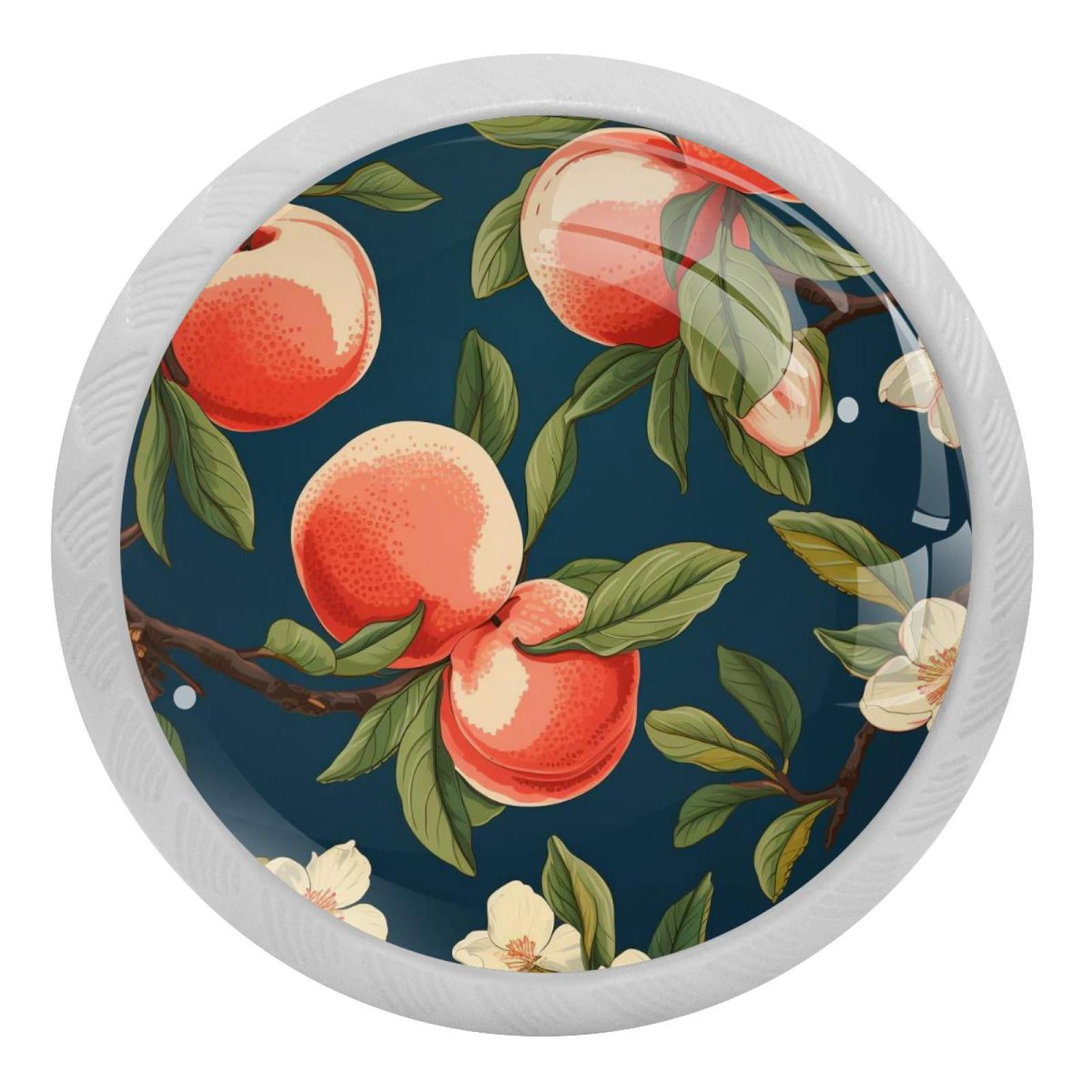 Peach Pattern 4PCS Knobs Pulls Fluorescent Drawer Handle Drawer Dresser Unique