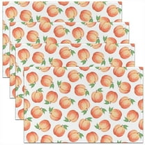Peach Pattern Placemats Table Mats, Summer Fruit Placemats for Dining Table Set of 4, Cute Kawaii Peach Placemat Set Non-Slip Easy to Clean for Kitchen Dining Table
