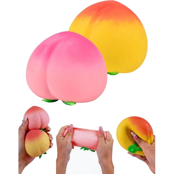 Peach Peach Toys Slow Rising Soft Peach Fruit Toy, Stress Relief Squishy, Stuffed Plush Gift (Pink)