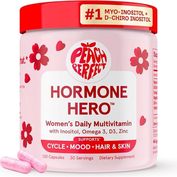 Peach Perfect Hormone Hero Inositol Multivitamin for Women, 120 Capsules