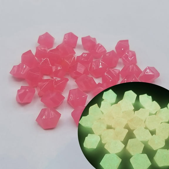 Peach Pink 300 Pack Luminous Rhombus Pebbles, Glowing Stones for Garden Aquarium Decor