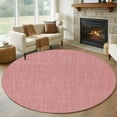 thumbnail image 1 of Peach Pink 7ft Round Rug, Farmhouse Burlap Solid Pink Color Modern Linen Texture Non-Skid Rubber Backing Large Area Rugs - Living Room Bedroom Home Office, Indoor Floor Mat Carpets Washable Rug, 1 of 9
