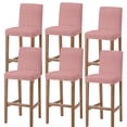 thumbnail image 1 of Peach Pink Bar Stool Cover Set of 6, Farmhouse Burlap Solid Pink Modern Linen Texture Stretch Bar Chair Cover, Removable Washable Pub Counter Stool Chair Slipcover for Kitchen Dining Room Pub Cafe, 1 of 9