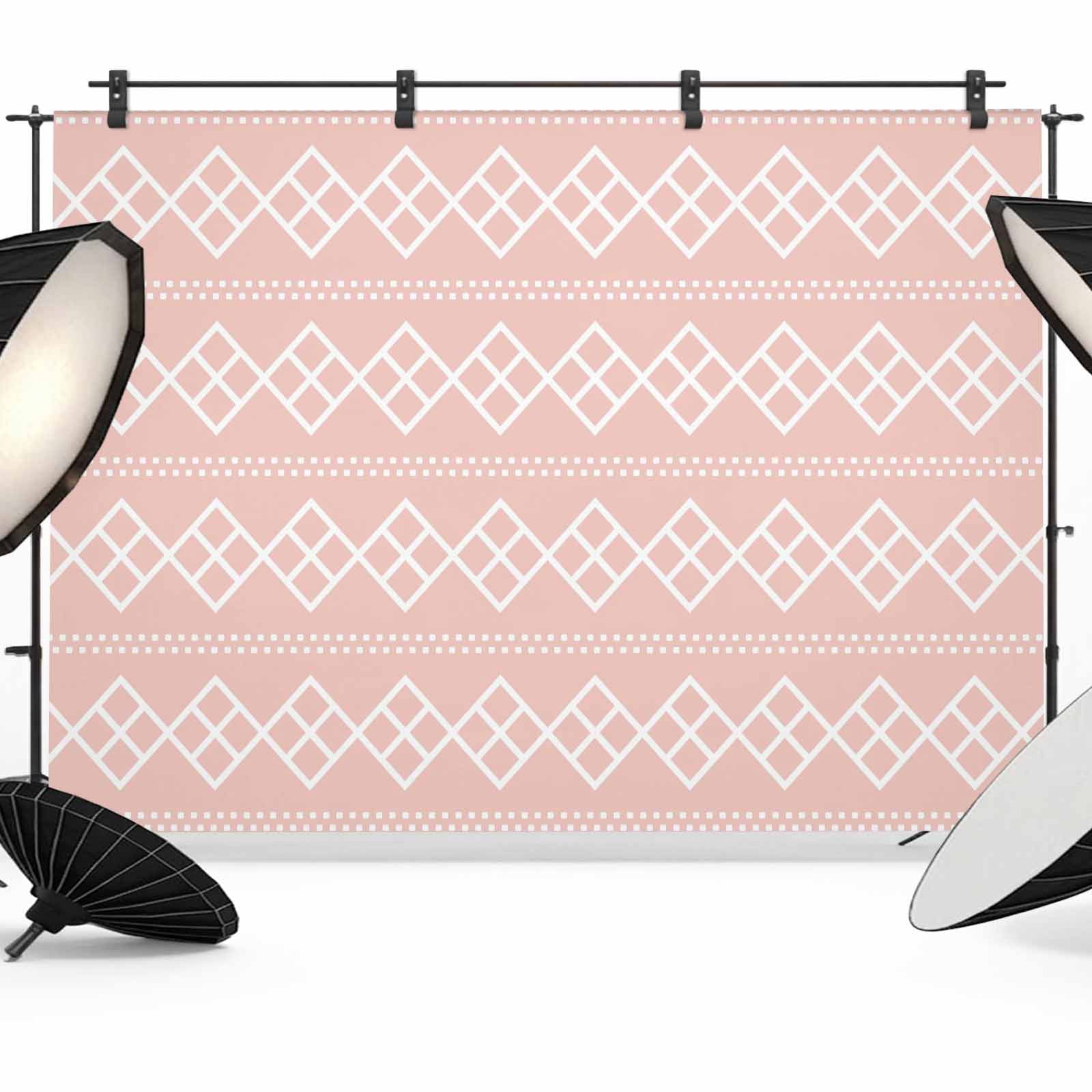 Chekered Backdrops Peach Pink Checkered Photography Backdrop 7x5FT, Abstract White ...