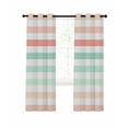thumbnail image 1 of Peach Pink Green Ombre Blackout Curtains, Light Blocking Print Window Curtains, Farmhouse Stripe Modern Thermal Insulated Window Drapes for Living Room Kitchen Cafe 2 Panels, 84"W x 84"L, 1 of 9