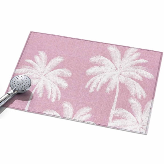 Peach Pink Palm Trees Rectangle Rug 2'x3' Summer Beach Tropical Farmhouse Washable Area Rugs for Living Room Bedroom Entryway Non Slip&nbsp; Entrance Door Mat Indoor Floor Carpet
