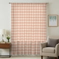 thumbnail image 1 of Peach Pink Plaid Sheer Curtains 45 Inches Long, Gingham Checked Minimalist Modern Light Filering Curtains, Breathable Simi Curtain Privacy Drapes for Kitchen Bathroom Small Window Treatment, 1 of 9