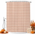 thumbnail image 1 of Peach Pink Plaid Shower Curtain, Waterproof Shower Curtains for Bathroom, Gingham Checked Minimalist Modern Washable Fabric Bathtub Curtain Set Bath Decor with 12 Hooks 48"x72", 1 of 8