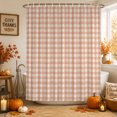 thumbnail image 1 of Peach Pink Plaid Shower Curtains for Bathroom, Gingham Checked Minimalist Modern Waterproof Fabric Shower Curtain, Decorative Bathroom Curtain for Bathtub, 72"x84", No Hooks Included, 1 of 9