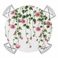 thumbnail image 1 of Peach Pink Rose Leaf Elastic Fitted Round Table Cover Floral Plant Waterproof Outdoor Tablecloth for Holiday Party, Picnic, Patio & Dining Fits Tables Up to 36"-44", 1 of 8