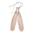 thumbnail image 1 of Peach Pink Simulated Morganite Earrings Long Faceted Teardrops 2 Inch Sterling Silver Drops Spyglass Designs, 1 of 1