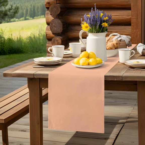 Peach Pink Watercolor Table Runner 60 Inch Long Solid Color Table Runners Linen Burlap Tablerunner for Kitchen Dining Room Holiday Party