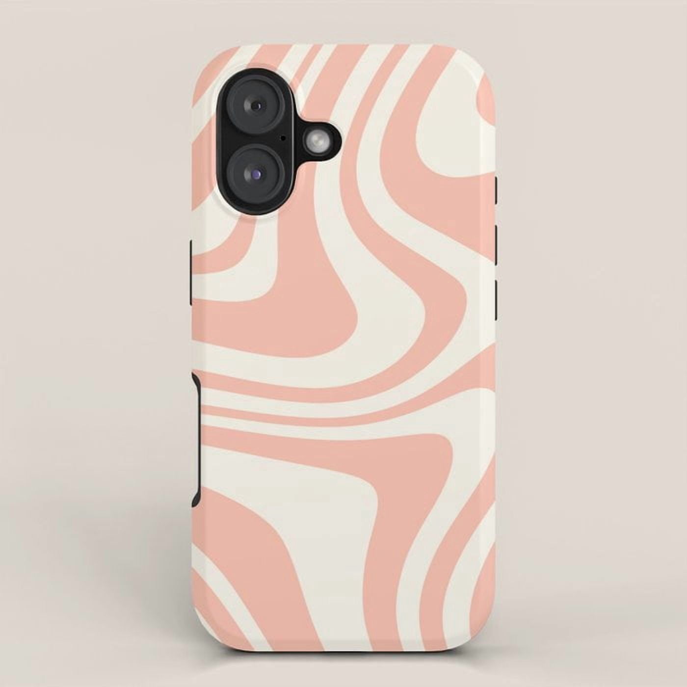 Medical Sign Rn Peach Pink and Cream Wavy Line Tough Case for Apple iPhone ...