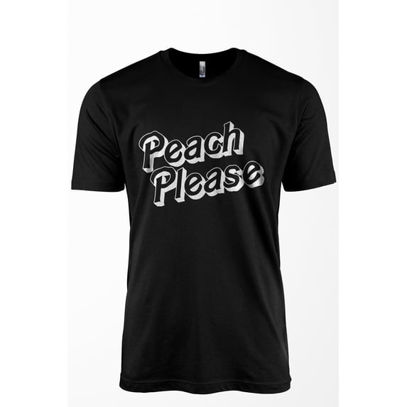 Peach Please Men's Modern Fit Fun Casual T-Shirt Printed Graphic Tee Black Large