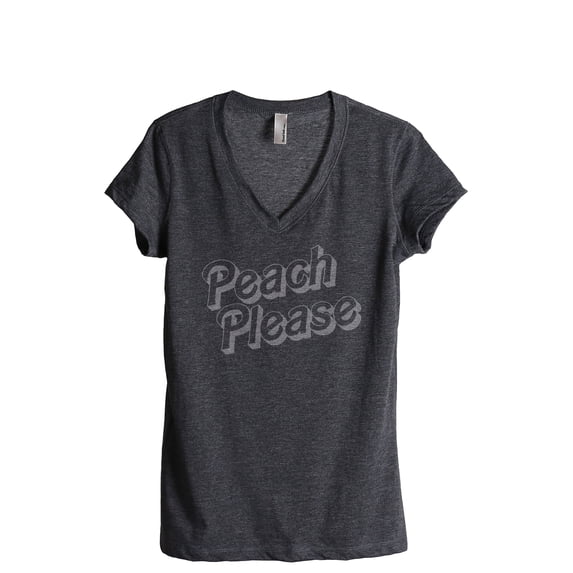 Peach Please Women's Fashion Relaxed V-Neck T-Shirt Tee Charcoal Grey Medium