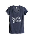 thumbnail image 1 of Peach Please Women's Fashion Relaxed V-Neck T-Shirt Tee Heather Navy Medium, 1 of 3