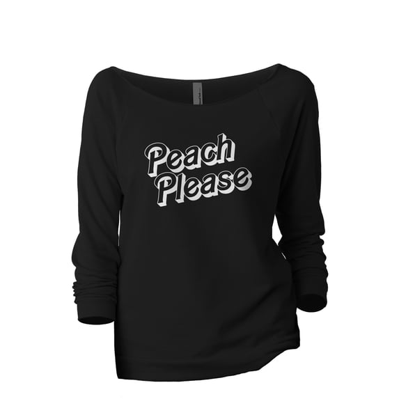 Peach Please Women's Fashion Slouchy 3/4 Sleeves Raglan Lightweight Sweatshirt Black Small