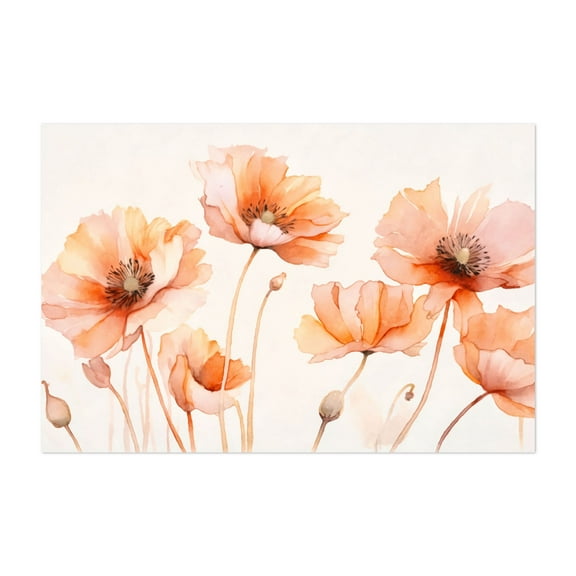 Peach Poppy Petal Summer Serenade - Painting Floral Flowers Botanical Minimalist Pastel Nature Modern Art Unframed Wall Art Print 5 x 7 inches