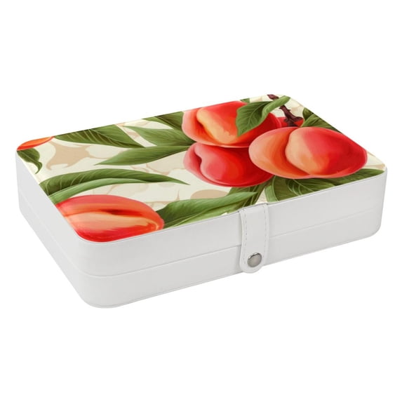 Peach Portable PU Leather Jewelry Display Organizer Box with Removable Compartment
