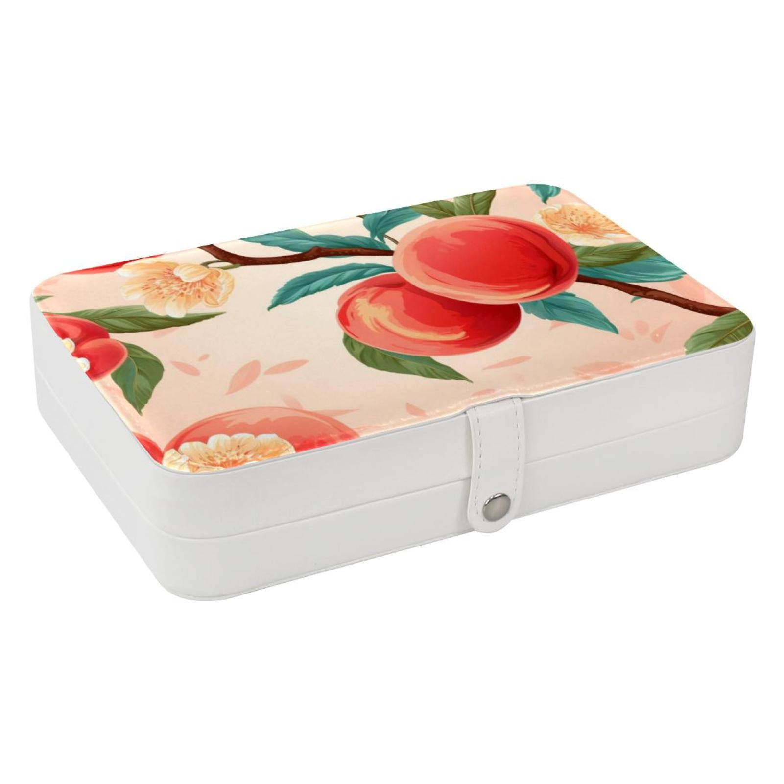 Peach Portable PU Leather Jewelry Storage Box with Removable
