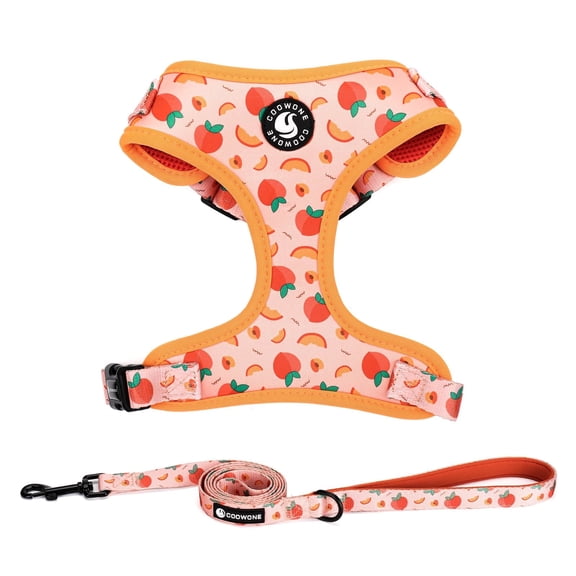 Peach Print Adjustable Dog Harness, Dog Leash, No Pull No Choke Puppy Harnesses for Walking Training for Small Medium Pet