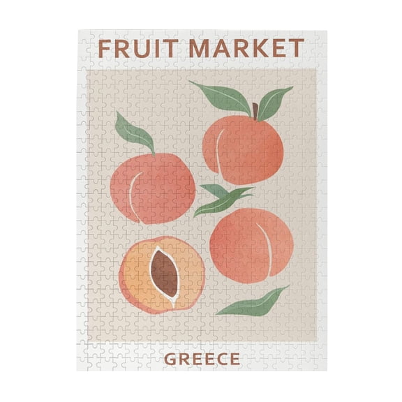 Peach Print, Peaches Fruit Market Print,Abstract Fruit Print, Botanical Puzzle, Boho Wall Decor,Jigsaw Puzzle 1000 Puzzle Pieces,Puzzle Enthusiasts