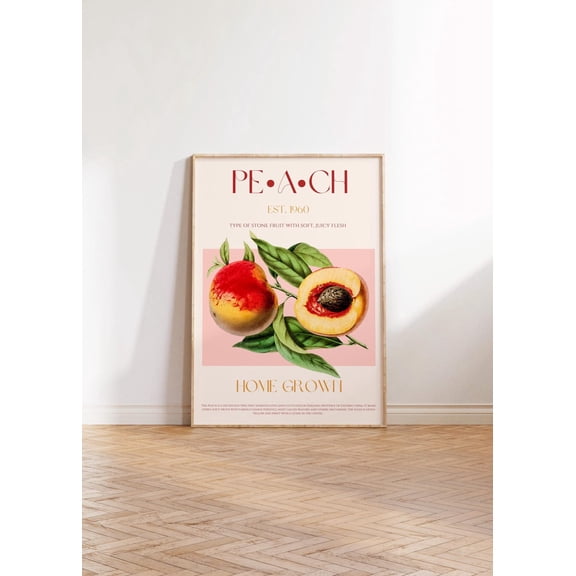 Peach Print, Unframed Paper Poster 24x36in