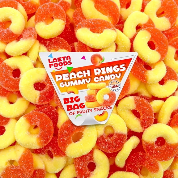 Easter Peach Rings Soft and Sweet Gummy Candy (2 Pound Bag)