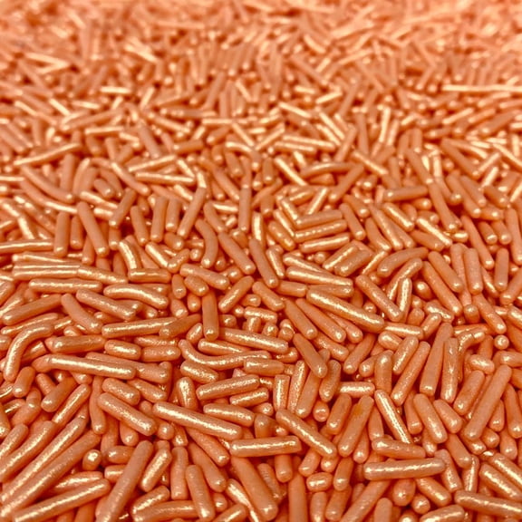 Krazy Sprinkles - Edible Peach Rose Gold Jimmies - Classic Ice Cream Topping, 1/2 Cup