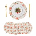 thumbnail image 1 of Peach Round 15 Inch Placemats Set of 6, Spring Floral Green Leaf Botanical Pink Fruit Rustic HeatResistant Non Slip Place Mats for Dining Table, Wipeable Braided Kitchen Table Mats for Housewarming, 1 of 9