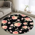 thumbnail image 1 of Peach Round Area Rug 4Ft Washable Circle Rugs for Bedroom Dining Room, Spring Floral Green Leaf Botanical Pink Fruit Black Non-Slip Carpet Floor Mats Indoor Outdoor Carpet Runner Aesthetic Home Decor, 1 of 8