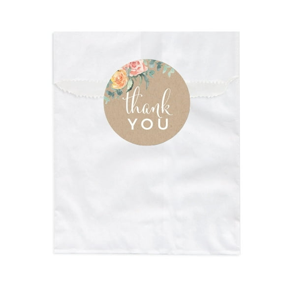 Peach Rustic Floral Garden Party, Thank You!, 24-Pack Favor Bag DIY Kit