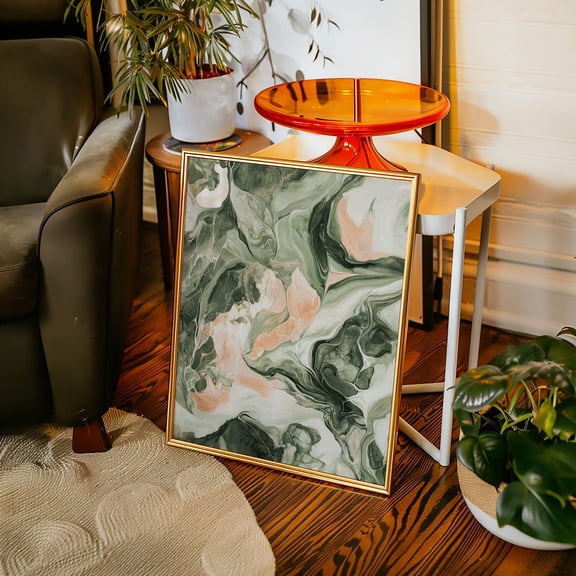 Peach Sage Marble Wall Art, Abstract Fluid Texture Print, Earthy Neutral Modern Decor, Minimalist Swirl Pattern Poster, Wall Decor, Home Decor, Art Print, Unfreamed 16x24
