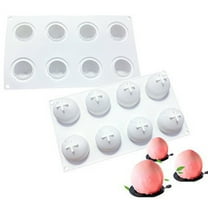 Peach Shape Silicone Cake Mold with 8 Cavities,Non-Stick for French Desserts,Jelly,and Soap Making - Easy Release
