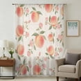 thumbnail image 1 of Peach Sheer Curtains 72 Inches Long, Spring Floral Green Leaf Botanical Pink Fruit Rustic Light Filering Curtains, Breathable Simi Curtain Privacy Drapes for Living Room Bedroom Window Treatment, 1 of 9