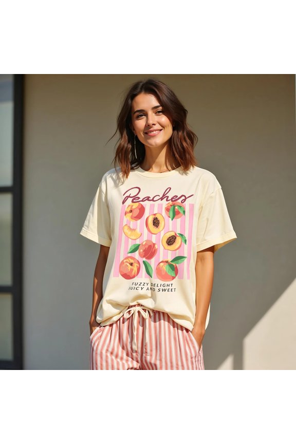 Peach Shirt Peachy TShirt Feeling Peachy Farmers Market T Shirt Fruit Graphic Tee Summer Fresh Fruit Aesthetic Shirt TH310502