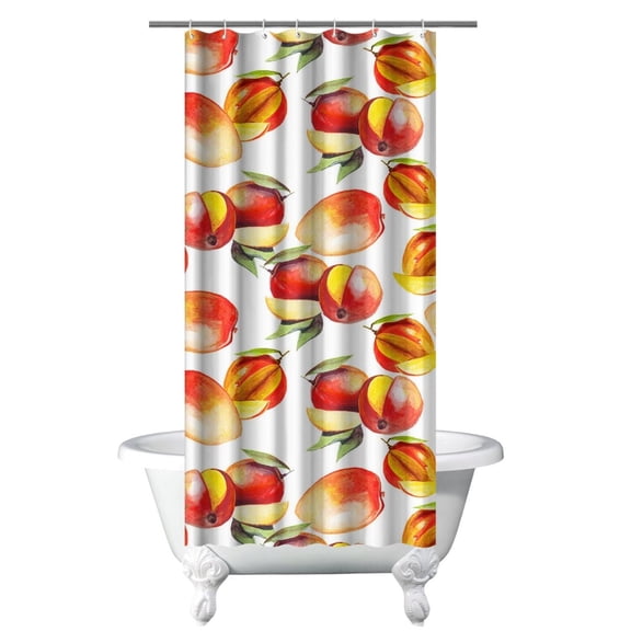 Peach Shower Curtain Pink Peaches Fruit Pattern Cute Kawaii Cartoon Sweet Juicy Tropical Summer Vibe Fresh Design for Peach Lover Funny Abstract Painting Aesthetic Bathroom Decor with Hooks