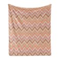 thumbnail image 1 of Peach Soft Flannel Fleece Blanket, Old Fashion Zigzag Chevron Pattern with Warm Color Scheme Vintage Retro Design Print, Cozy Plush for Indoor and Outdoor Use, 50" x 60", Multicolor, by Ambesonne, 1 of 6