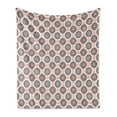 thumbnail image 1 of Peach Soft Flannel Fleece Blanket, Symmetrical Circular Shapes Pattern Abstract Background Soft Color Image Print, Cozy Plush for Indoor and Outdoor Use, 50" x 60", Coral Black White, by Ambesonne, 1 of 5