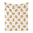 thumbnail image 1 of Peach Soft Flannel Fleece Blanket, Vegetative Growth Botany Pattern Orange Drupes Freshly Picked from the Trees, Cozy Plush for Indoor and Outdoor Use, 70" x 90", Pale Orange Green, by Ambesonne, 1 of 5