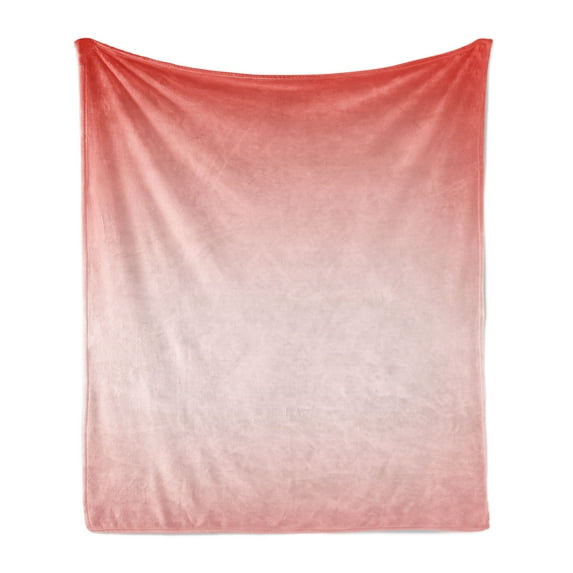 Peach Soft Flannel Fleece Throw Blanket, Abstract Ombre Composition in Feminine Colors Dreamy Display Art Print, Cozy Plush for Indoor and Outdoor Use, 70" x 90", Coral Dark Coral, by Ambesonne