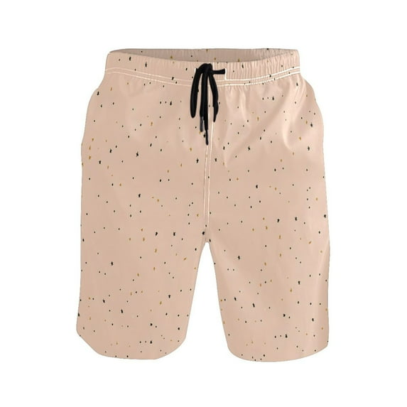 Peach Solid Color Background Large Size Men's Lightweight Beach Shorts with Mesh Lining, Quick Dry