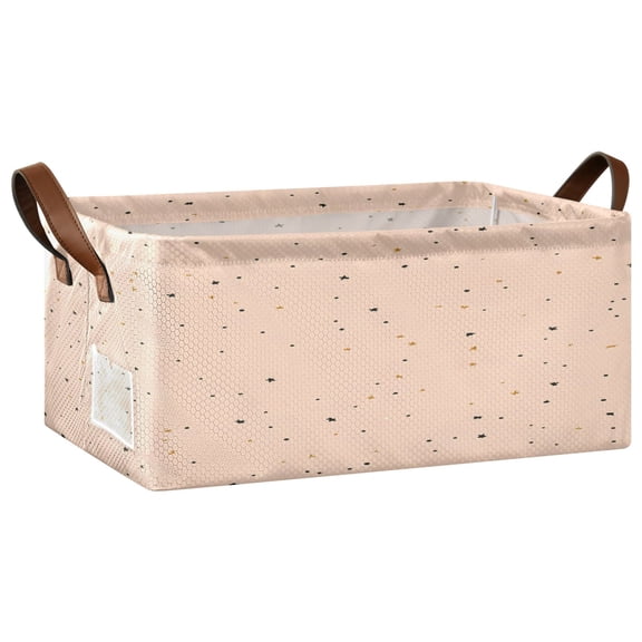 Peach Solid Color Background Open Home Storage Bins Foldable Metal Frame Shelf Baskets 16.9x11.4x7.7in Water-Resistant