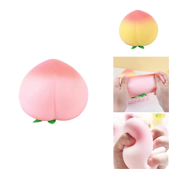 Peach Squeeze Novelty Toy Soft Fake Fruit Stress Relief Fidget Toy Durable Help for Relax Focus Autism ADHD Sensory Toys Stress Balls for Adults Kids Party Favors Easter Basket Stuffers